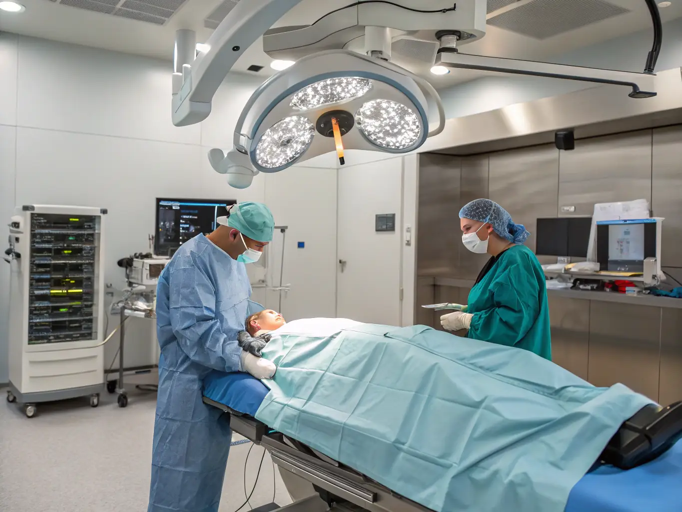 A person undergoing liposuction procedure. The image should convey a sense of body transformation and contouring.